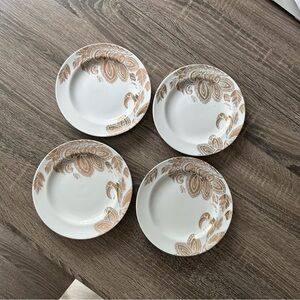 Nichole Miller Small Plates - Set of 4 - Rose Gold & White